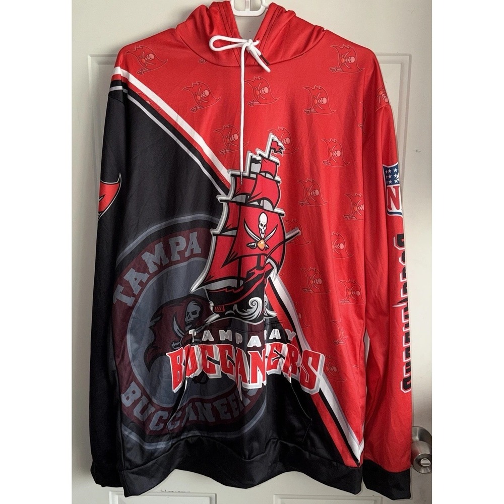 Tampa Bay Buccaneers Hoodie Mens 2XL NFL‎ Red Performance Pullover AOP